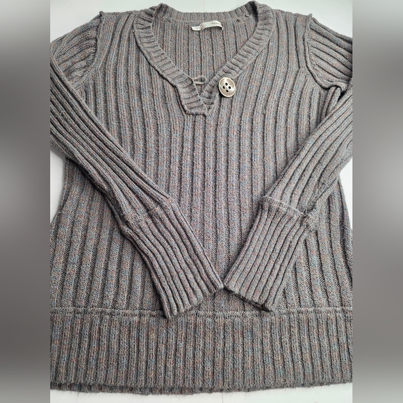 Maurices 1X Heathered Gray Multicolor Knit Ribbed V-Neck Sweater Cozy Cd-1816 - Picture 9 of 10